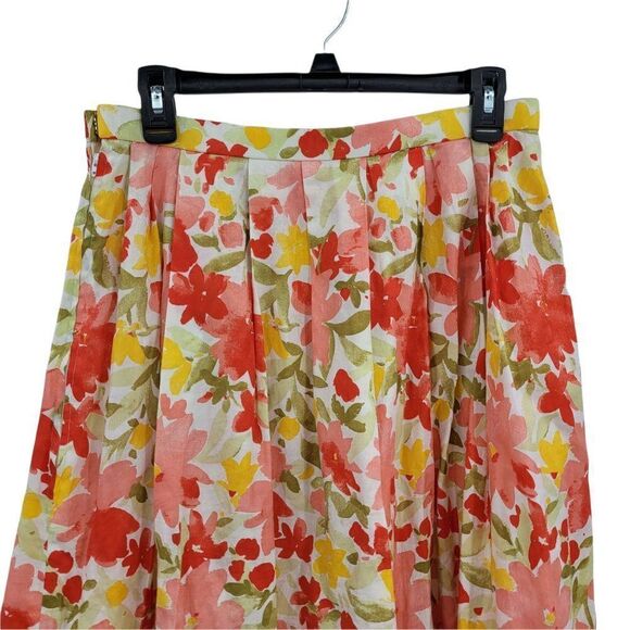 70's Handmade Boho Cottagecore Bright Pink Yellow Floral Full Prairie Skirt Sz M - Picture 7 of 10